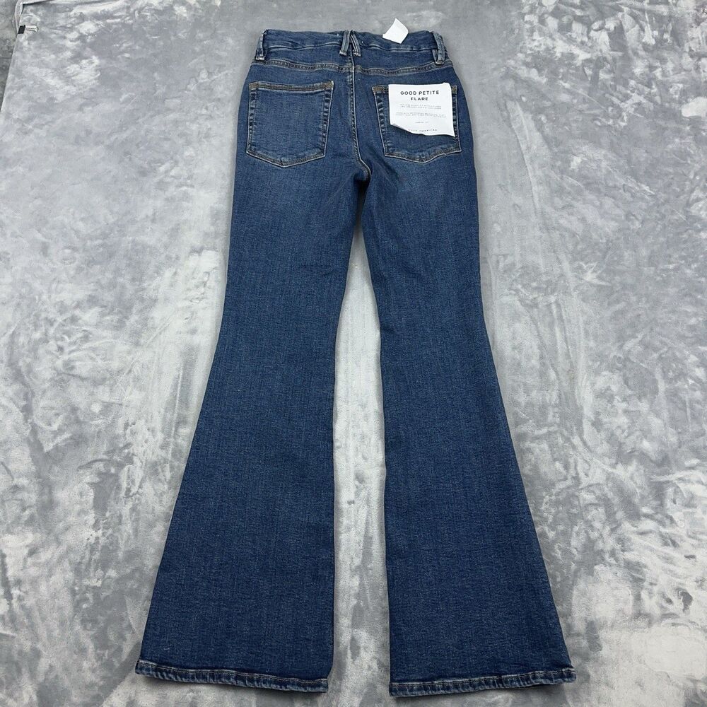 GOOD AMERICAN Good Petite Flare Jeans Women's Size Size 4/27 Blue Stretch NWT - Picture 2 of 12